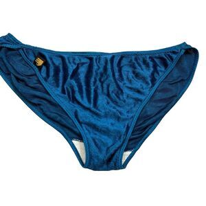 RARE Vintage Union Made Ladies Sasson‎ Brand Blue Velour Low Rise Panties Medium